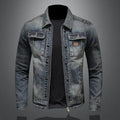 Men's Denim Jacket with Distressed Wash