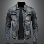 Men's Denim Jacket with Distressed Wash