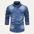 Men's Modern Denim Shirt with Button-Up Front and Chest Pockets