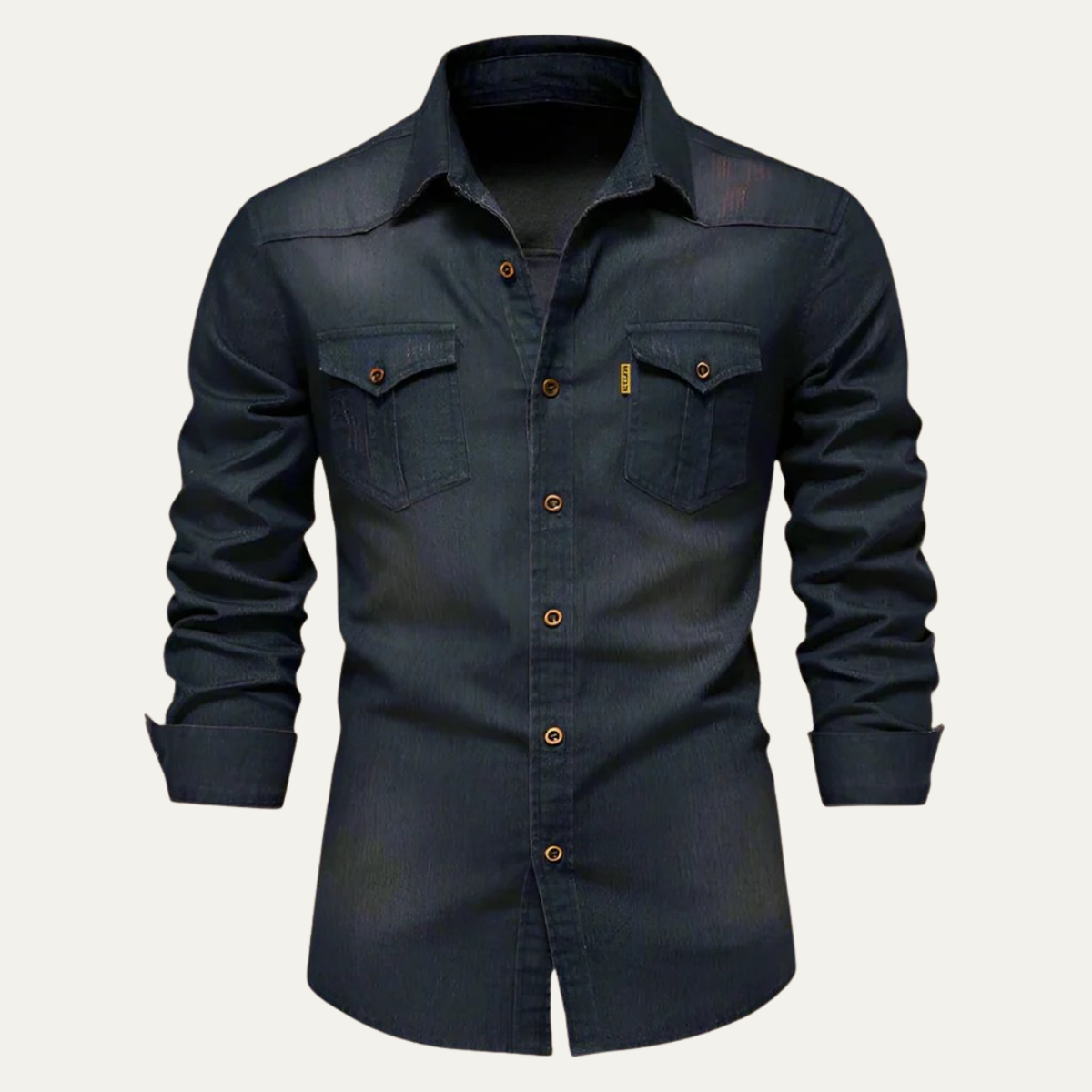 Men's Modern Denim Shirt with Button-Up Front and Chest Pockets