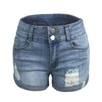 Women's High-Waisted Denim Shorts with Cuffed Hem