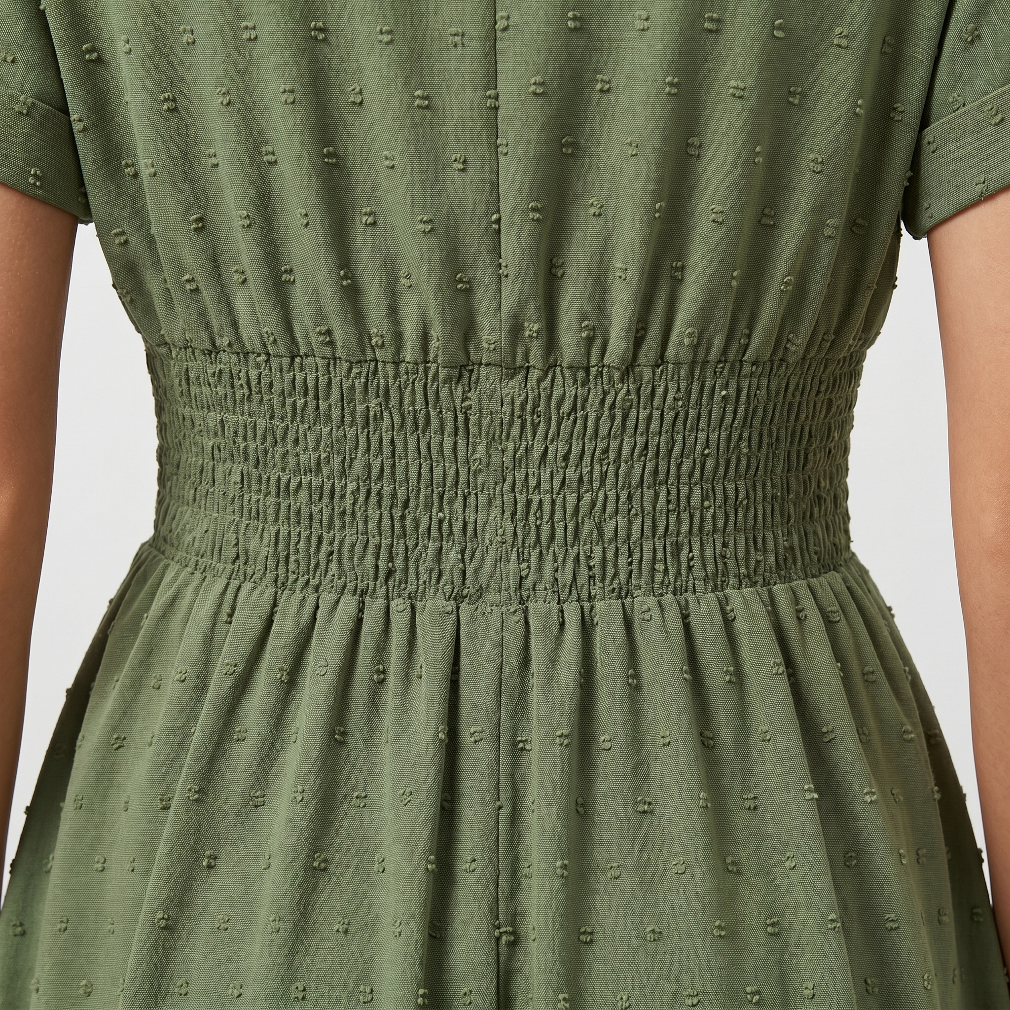 Women's Dotted Chiffon Wrap Midi Dress with V-Neck and Cuffed Sleeves