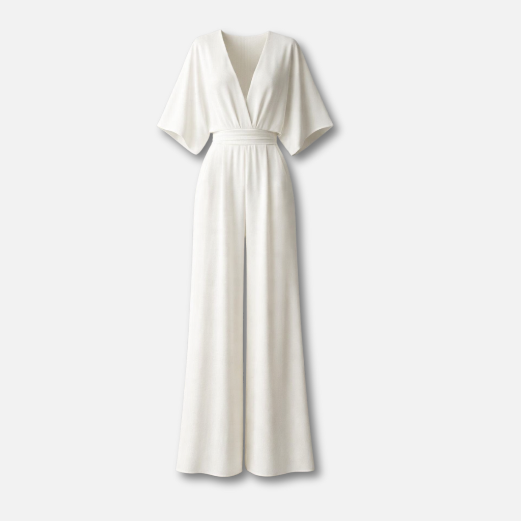 Women's Draped-Sleeve Wide-Leg Jumpsuit