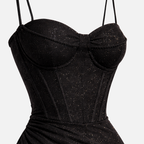 Women's Corset Maxi Dress with Spaghetti Straps