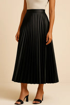 Women's High-Waist Pleated Midi Skirt