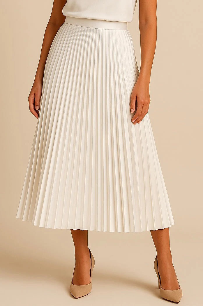 Women's High-Waist Pleated Midi Skirt