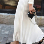 Women's High-Waist Pleated Midi Skirt