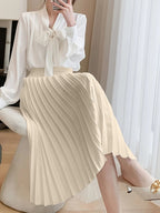 Women's High-Waist Pleated Midi Skirt