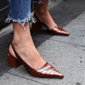 Women's Pointed-Toe Slingback Pumps with Block Heel