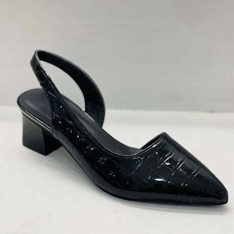 Women's Pointed-Toe Slingback Pumps with Block Heel