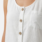 Women's Relaxed Cotton Sleeveless Top with Button Front