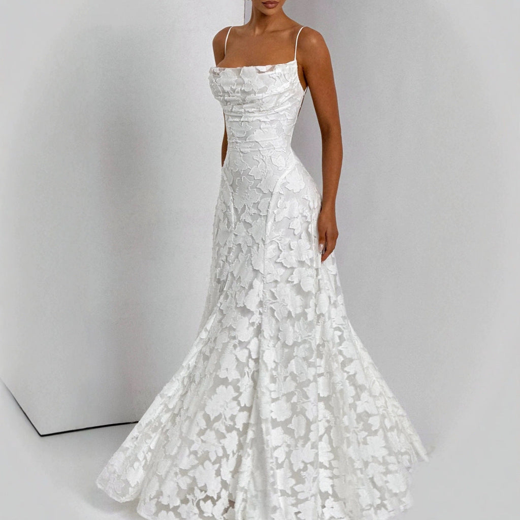Women's Floral Maxi Dress with Cowl Neck