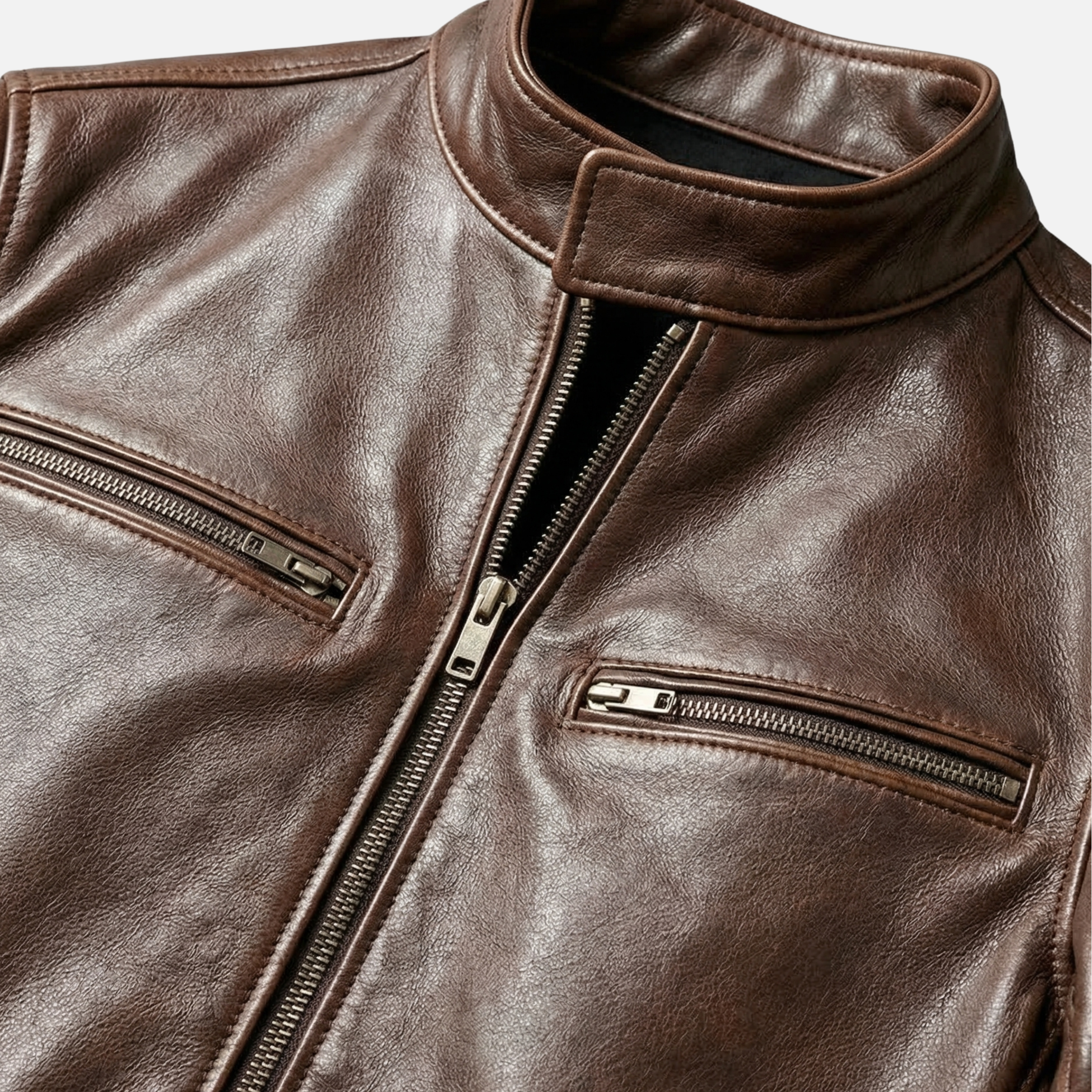 Men's Faux-Suede Biker Jacket with Zip-Up Moto Structure