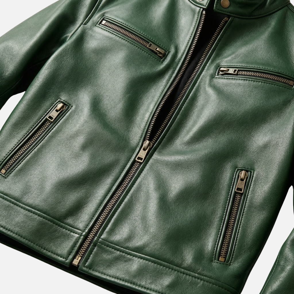 Men's Faux-Suede Biker Jacket with Zip-Up Moto Structure