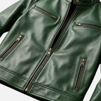 Men's Faux-Suede Biker Jacket with Zip-Up Moto Structure