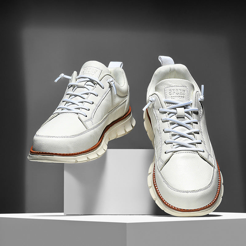 Men's Faux Leather Casual Sneakers with Padded Collar