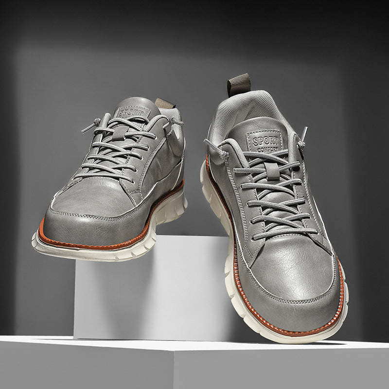Men's Faux Leather Casual Sneakers with Padded Collar