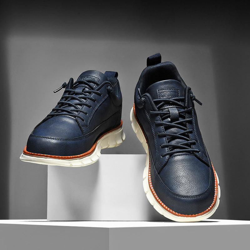 Men's Faux Leather Casual Sneakers with Padded Collar