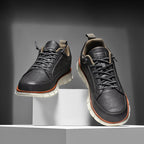 Men's Faux Leather Casual Sneakers with Padded Collar