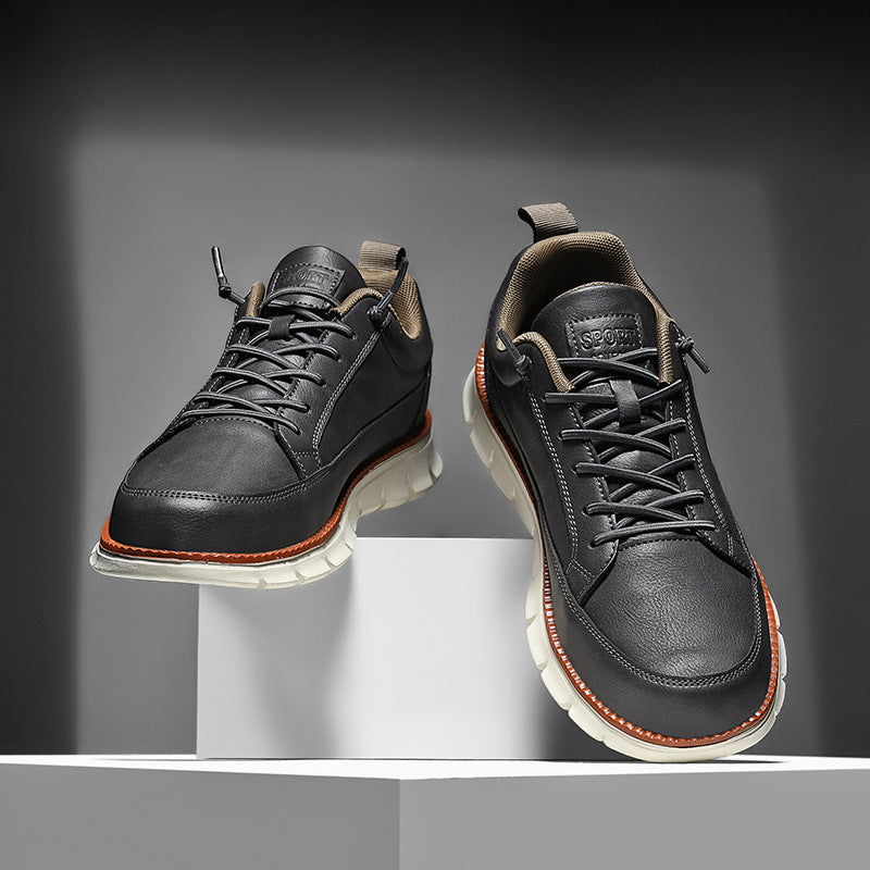 Men's Faux Leather Casual Sneakers with Padded Collar