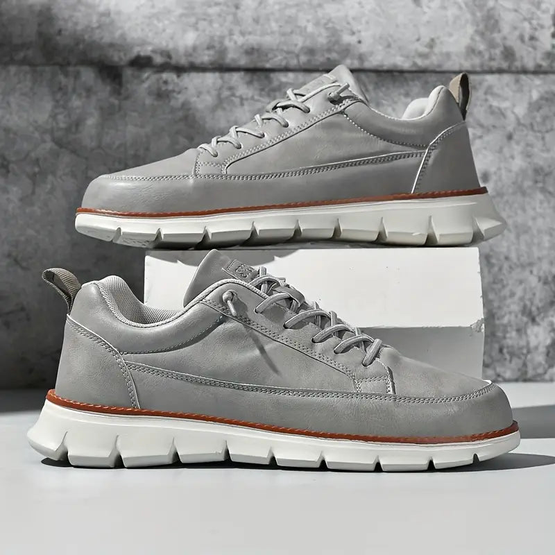 Men's Faux Leather Casual Sneakers with Padded Collar