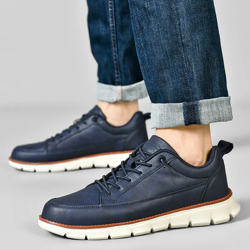 Men's Faux Leather Casual Sneakers with Padded Collar