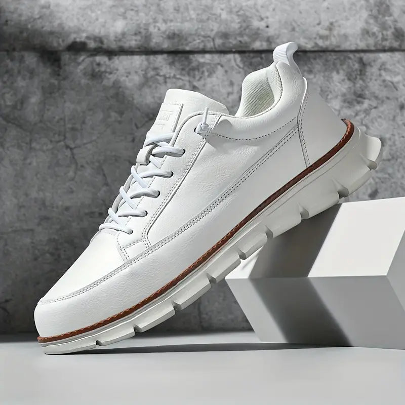 Men's Faux Leather Casual Sneakers with Padded Collar