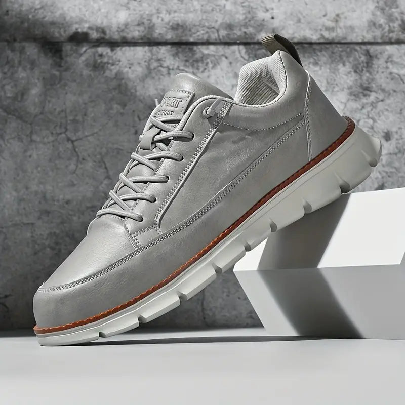Men's Faux Leather Casual Sneakers with Padded Collar