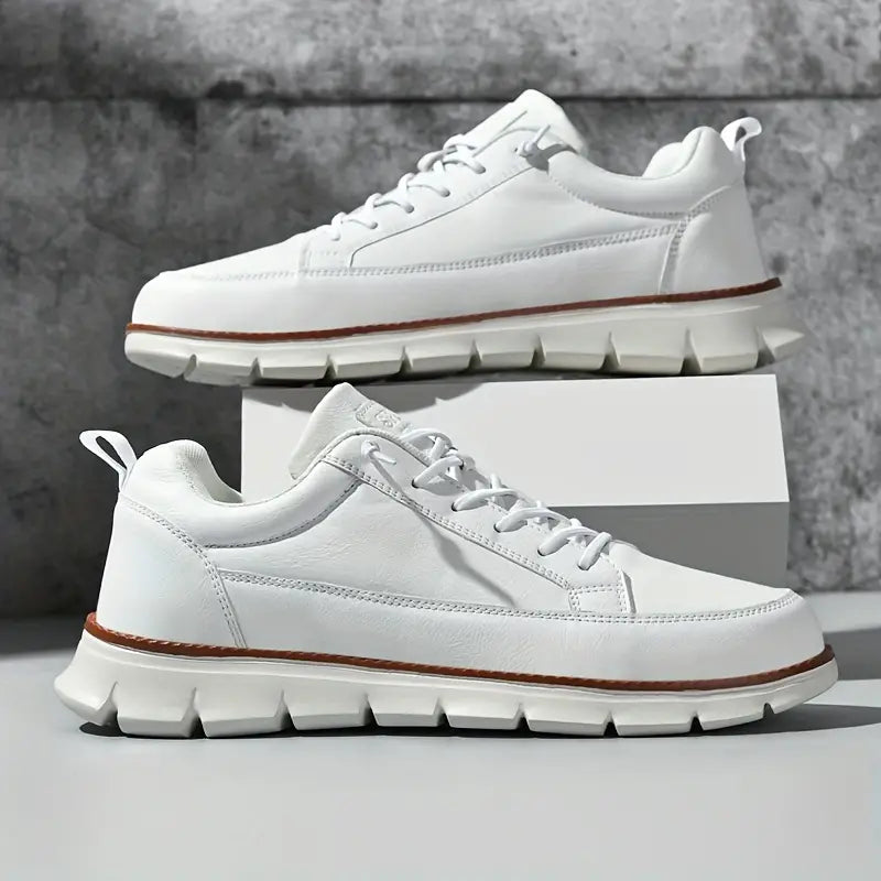 Men's Faux Leather Casual Sneakers with Padded Collar