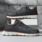 Men's Faux Leather Casual Sneakers with Padded Collar