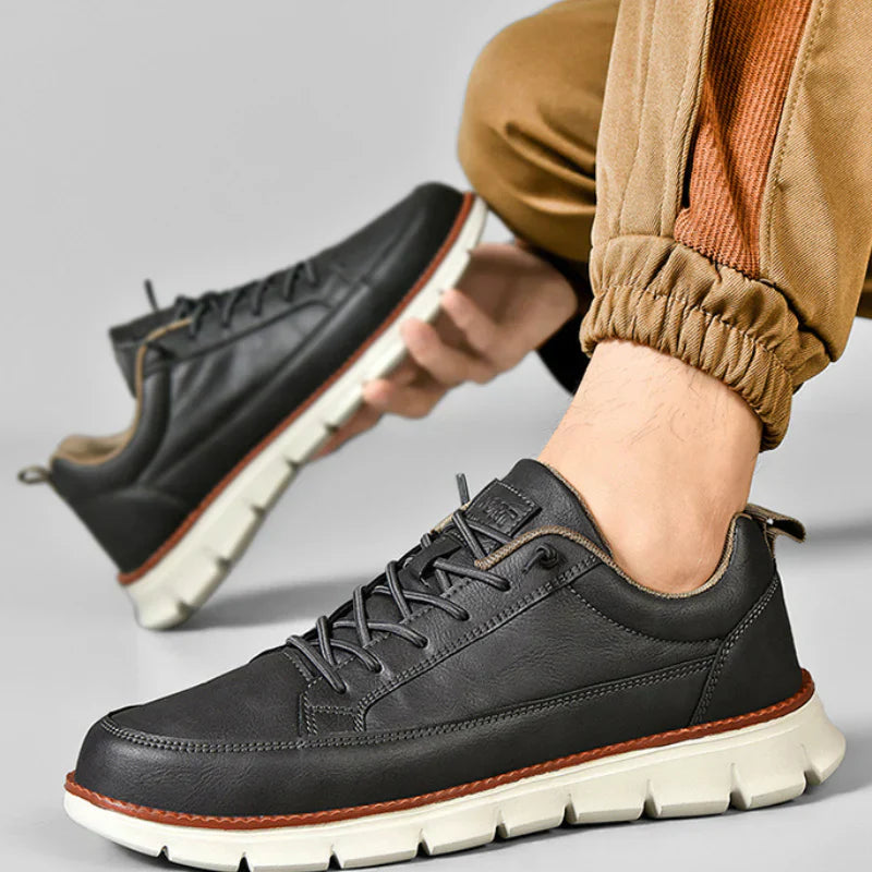 Men's Faux Leather Casual Sneakers with Padded Collar