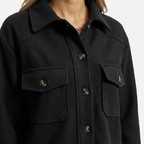 Women's Felt Shirt-Collar Jacket with Tie Belt