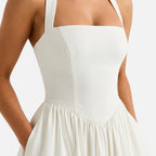 Women's Fit and Flare Midi Dress with Halter Neck