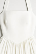 Women's Fit and Flare Midi Dress with Halter Neck