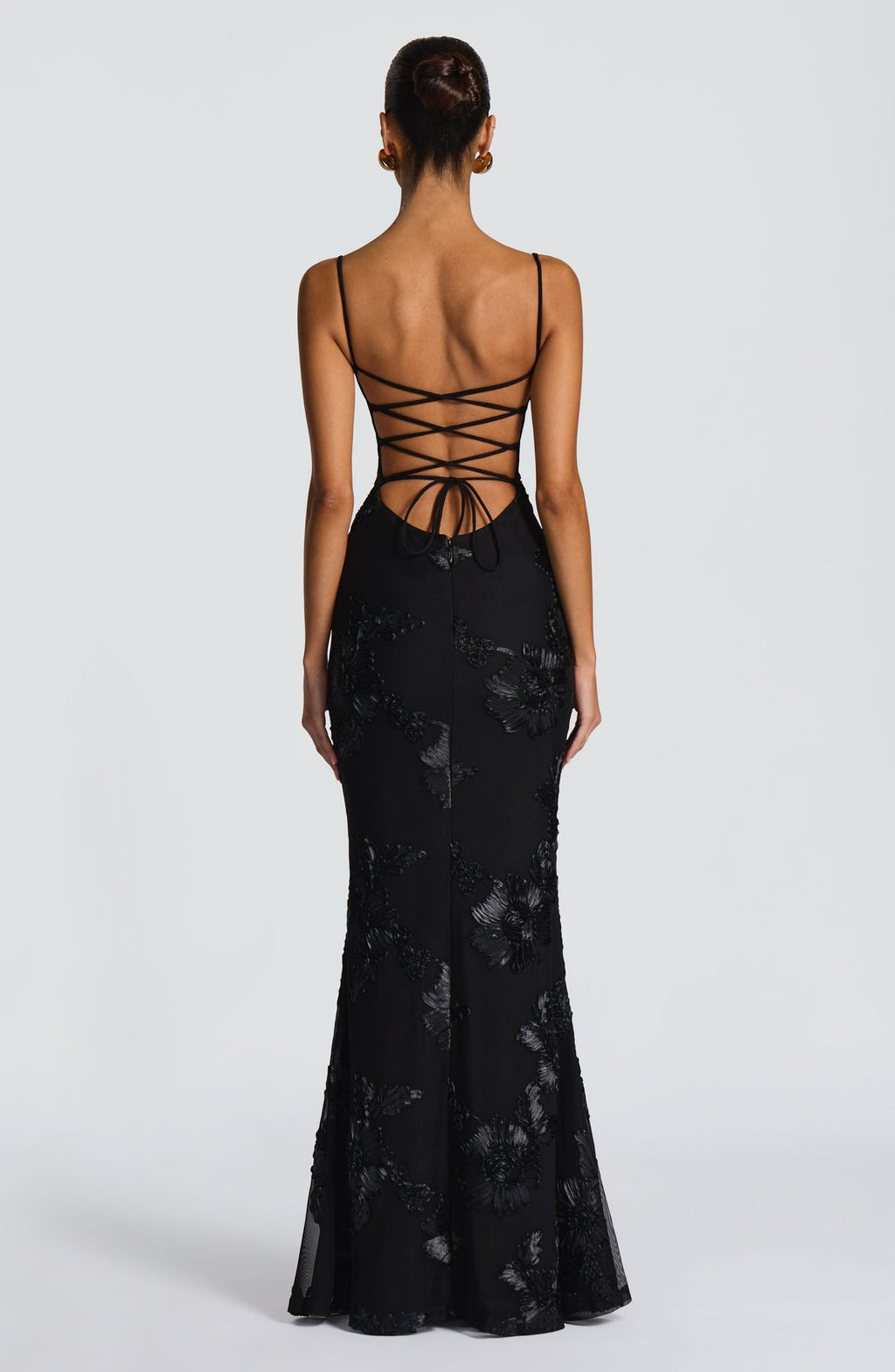 Women's Fitted Satin Maxi Dress with Corset Bodice