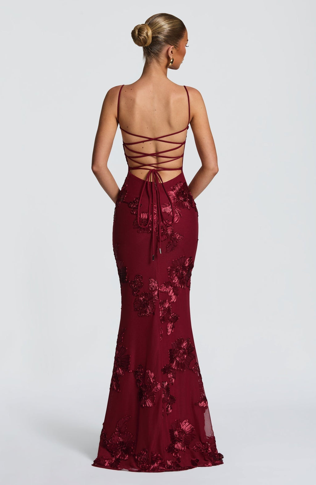 Women's Fitted Satin Maxi Dress with Corset Bodice