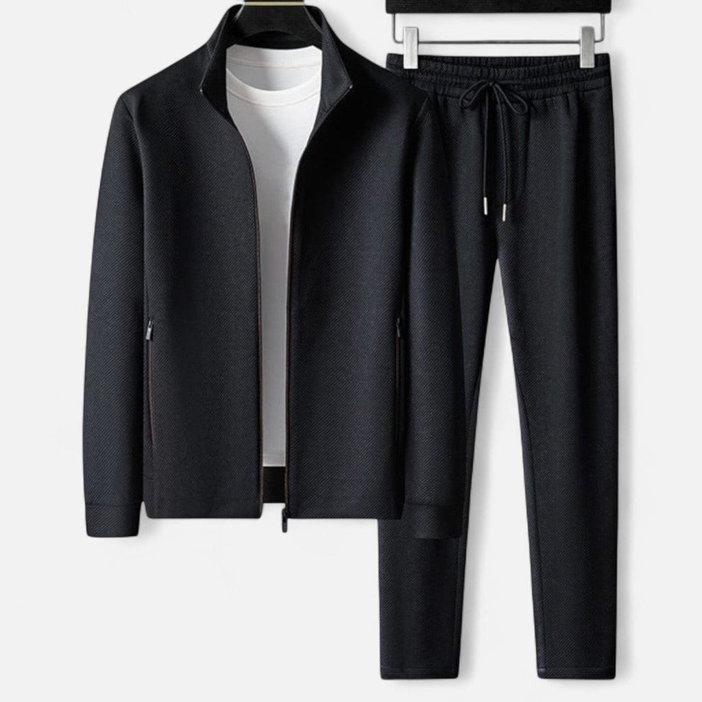 Men's Fitted Tracksuit with Zip-Up Jacket and Drawstring Pants