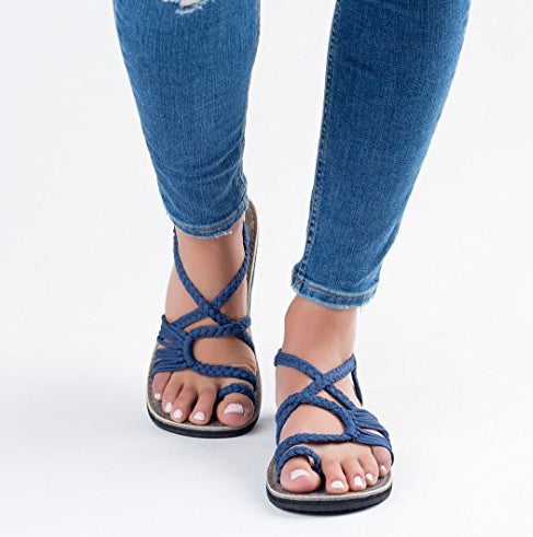 Women's Flat Summer Sandals with Braided Straps