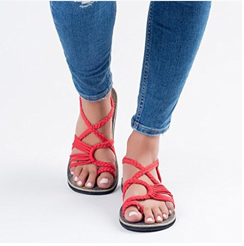 Women's Flat Summer Sandals with Braided Straps