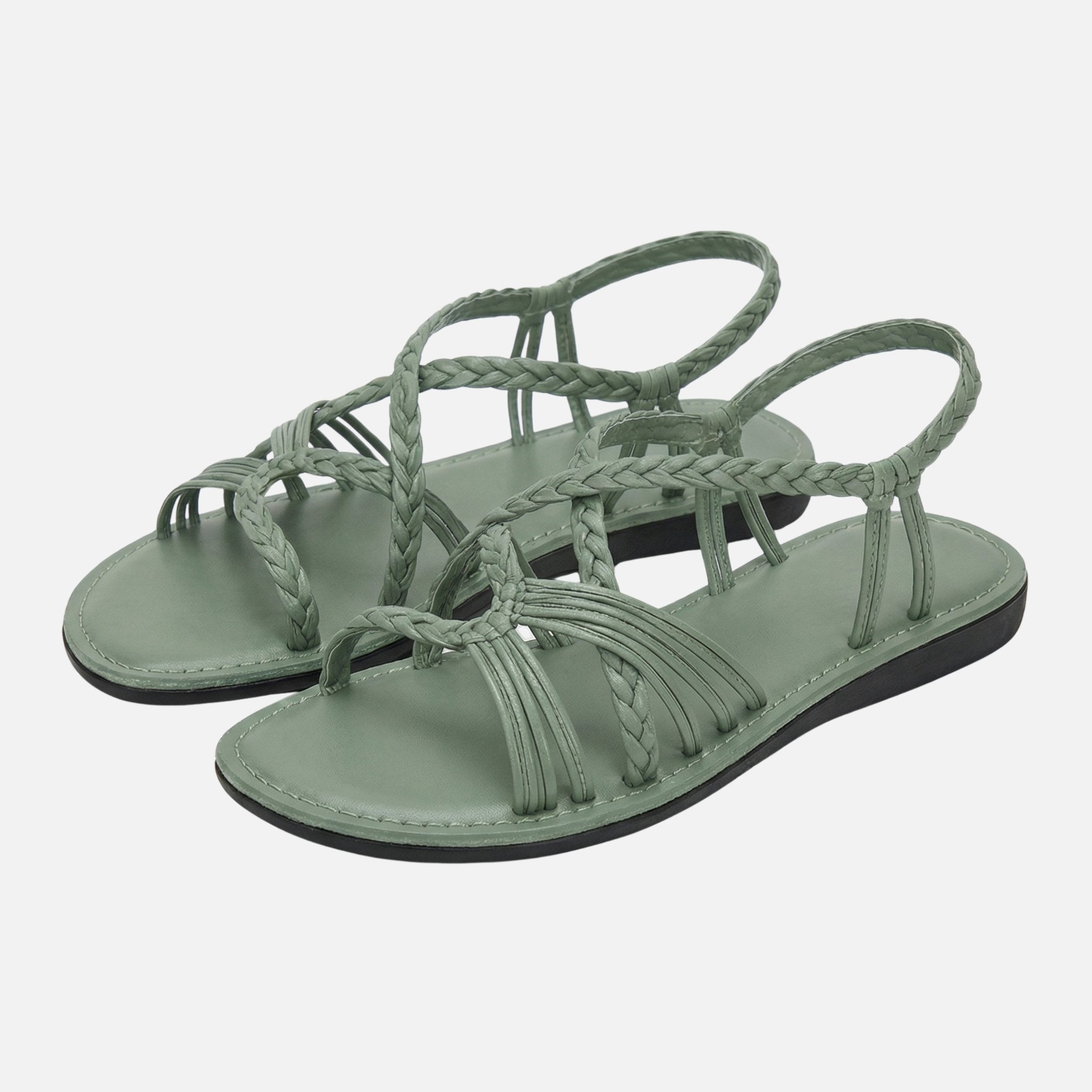Women's Flat Summer Sandals with Braided Straps