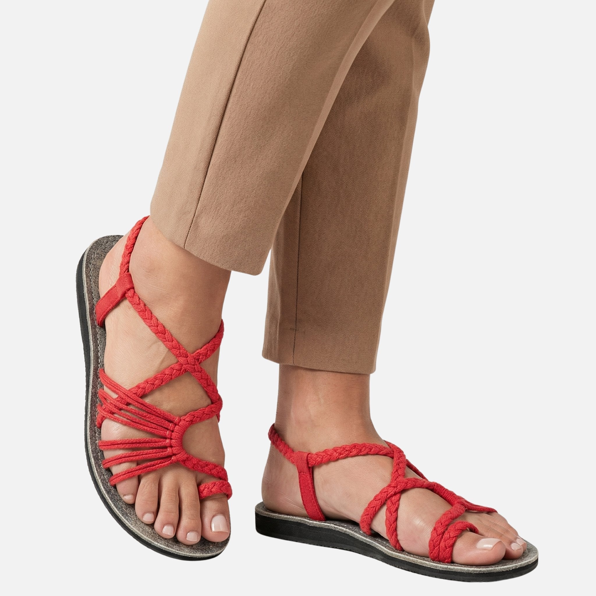 Women's Flat Summer Sandals with Braided Straps