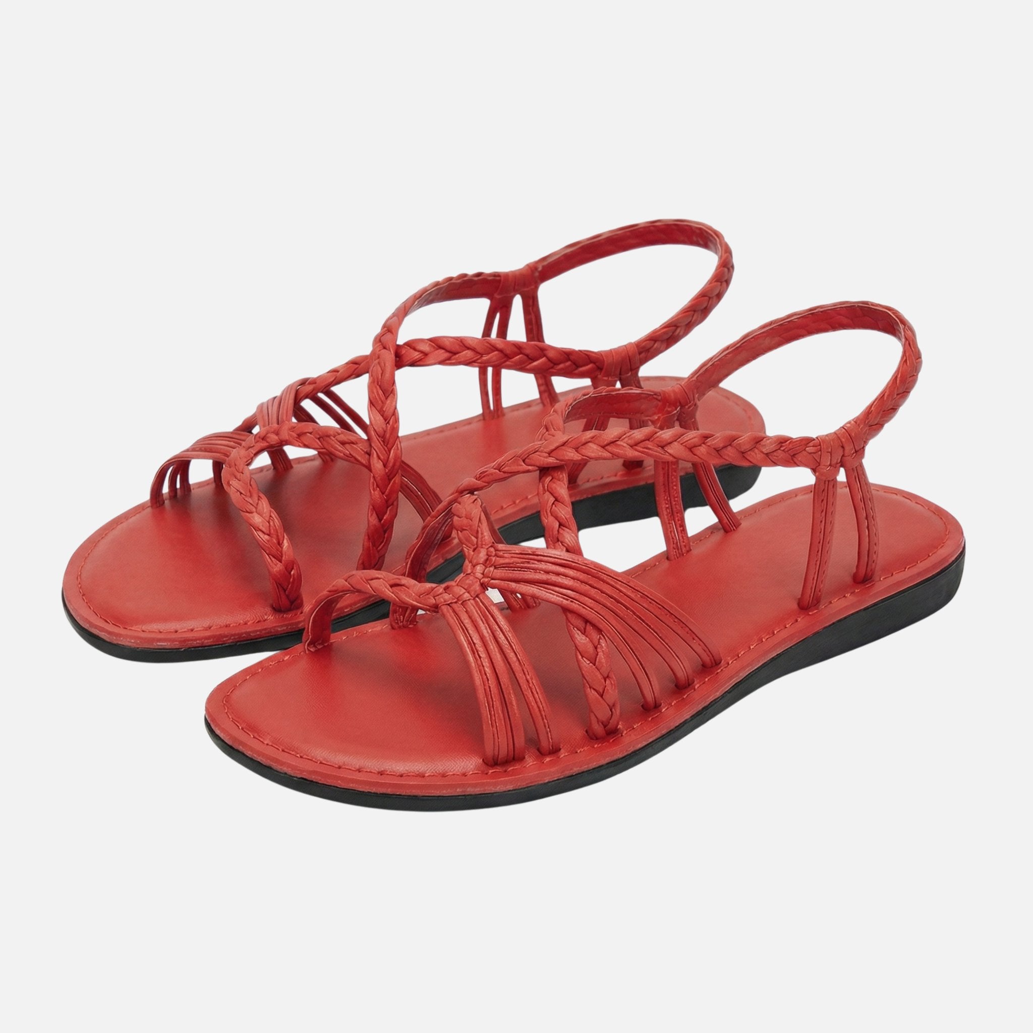 Women's Flat Summer Sandals with Braided Straps