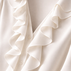 Women's Floral Ruffled V-Neck Blouse with Long Sleeves