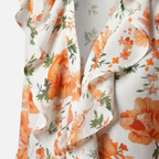 Women's Floral Ruffled V-Neck Blouse with Long Sleeves