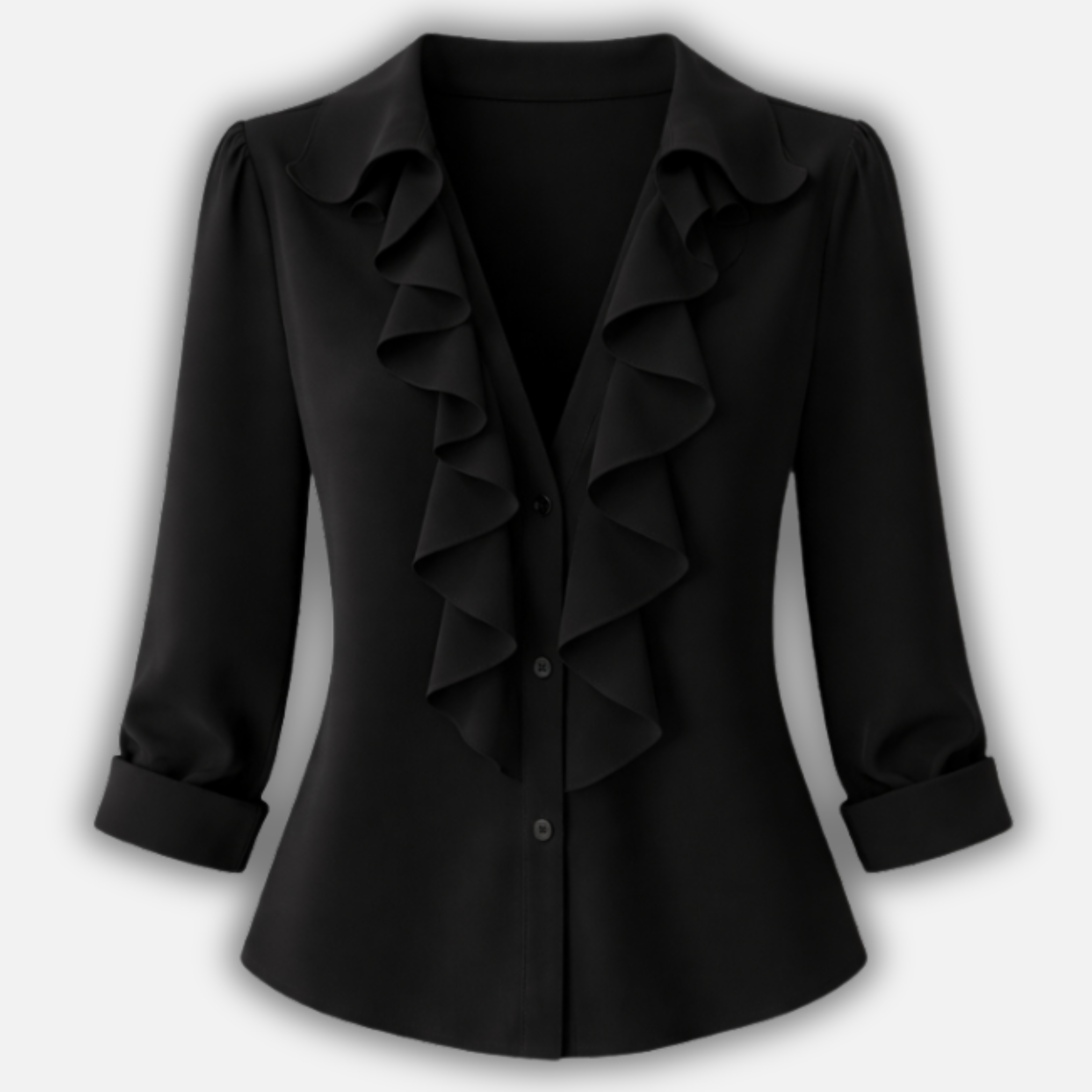 Women's Floral Ruffled V-Neck Blouse with Long Sleeves
