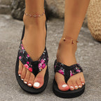Women's Floral Platform Sandals with Chunky Sole