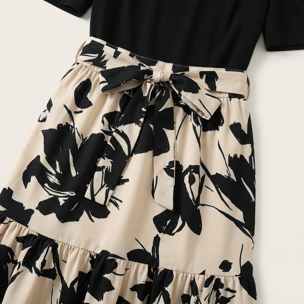 Women's Floral Maxi Dress with Puff Sleeves
