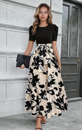 Women's Floral Maxi Dress with Puff Sleeves
