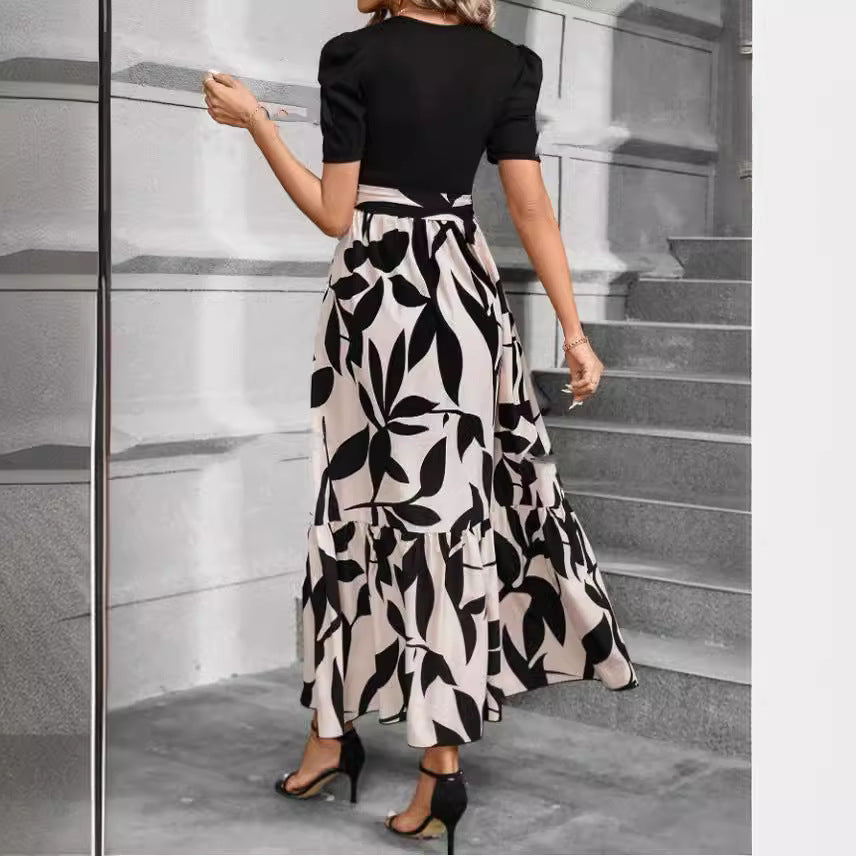 Women's Floral Maxi Dress with Puff Sleeves