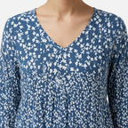 Women's Floral Midi Dress with V-Neck and 3/4 Sleeves